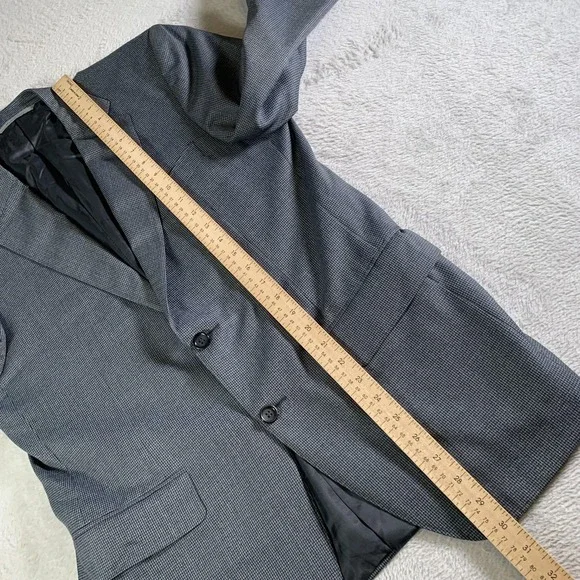 Canali Suit Jacket Mens 48 Gray Check 100% Wool Blazer Sport Coat Made In Italy